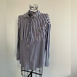 Jane + Delancey long sleeve shirt in blue and white